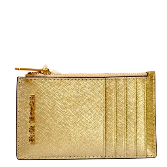 Michael Kors Jet Set Travel Top Zip Card Case Wallet Pale Wallet - Picture 2 of 11